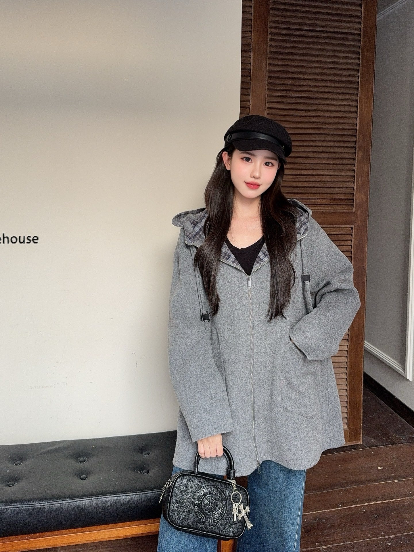 Ce1i NEW  hooded woolen iacket