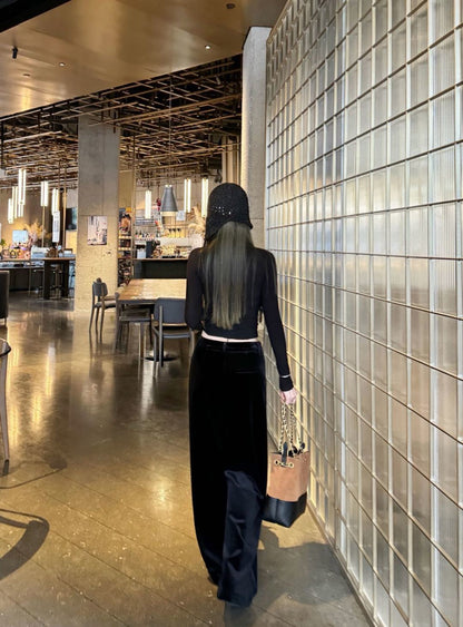 Chan NEW Velvet wide-leg pants