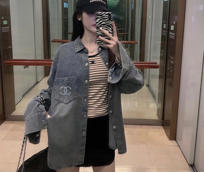 Chan NEW Rhinestone Denim Shirt