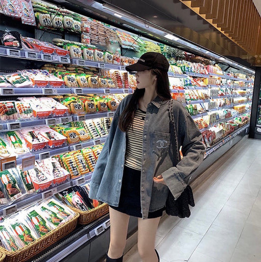 Chan NEW Rhinestone Denim Shirt