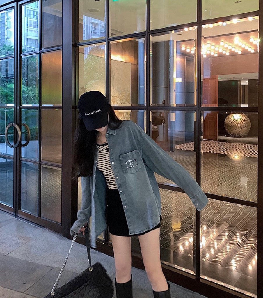 Chan NEW Rhinestone Denim Shirt