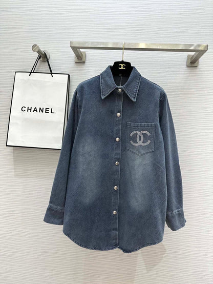 Chan NEW Rhinestone Denim Shirt