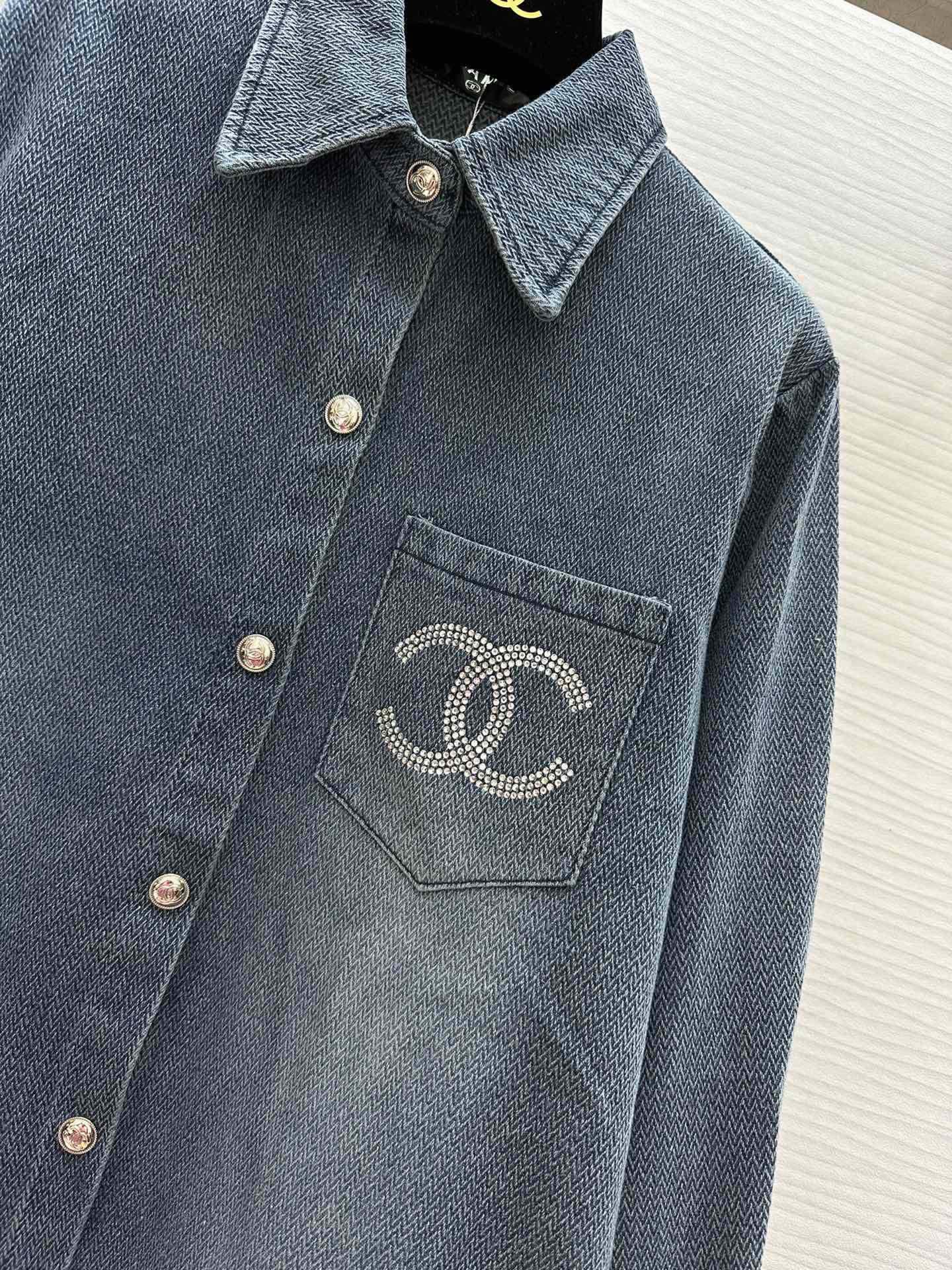 Chan NEW Rhinestone Denim Shirt