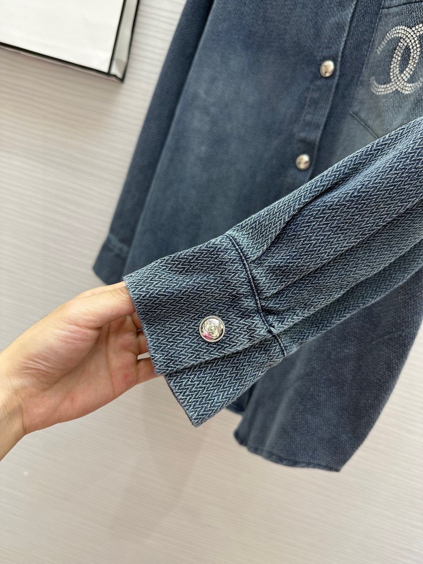 Chan NEW Rhinestone Denim Shirt