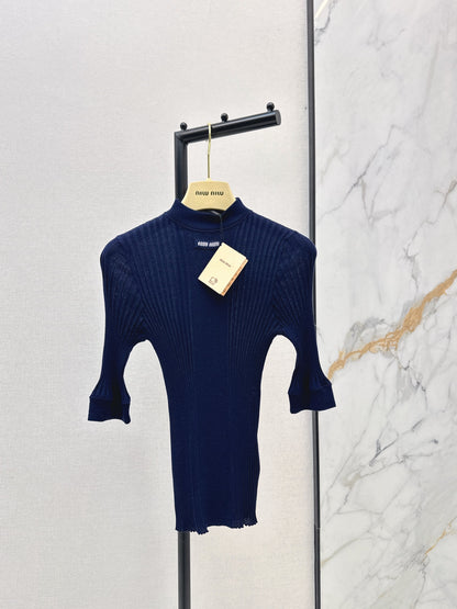 Miu NEW Wool short-sleeved knitted shirt