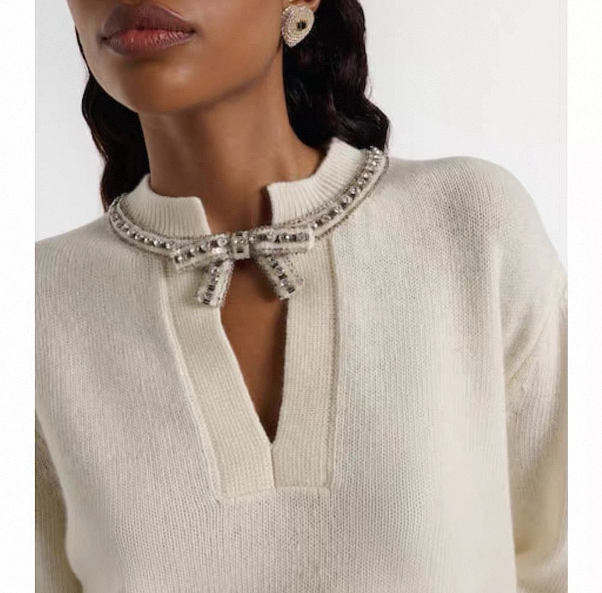 Valen NEW Bowknot Rhinestone Sweater
