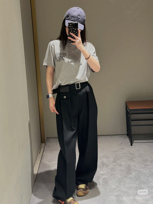 Loe NEW Pleated leather label trousers
