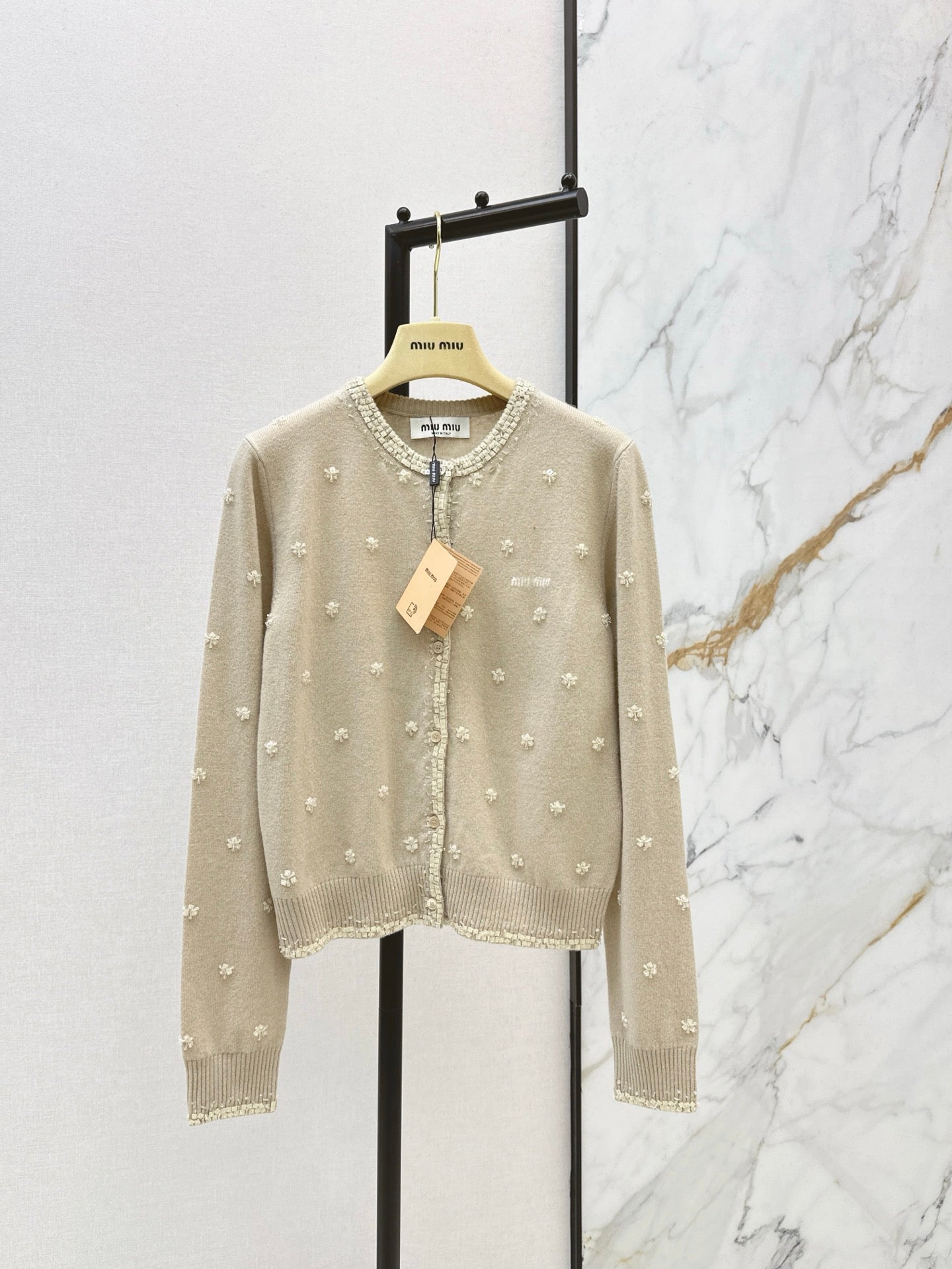 Miu NEW beading flower cardigan