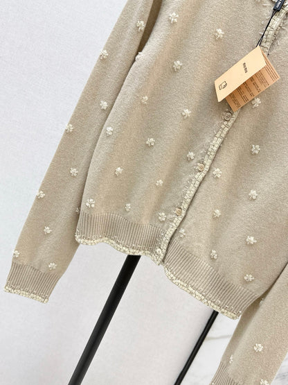 Miu NEW beading flower cardigan