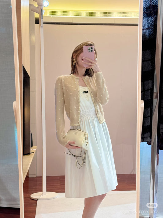 Miu NEW beading flower cardigan