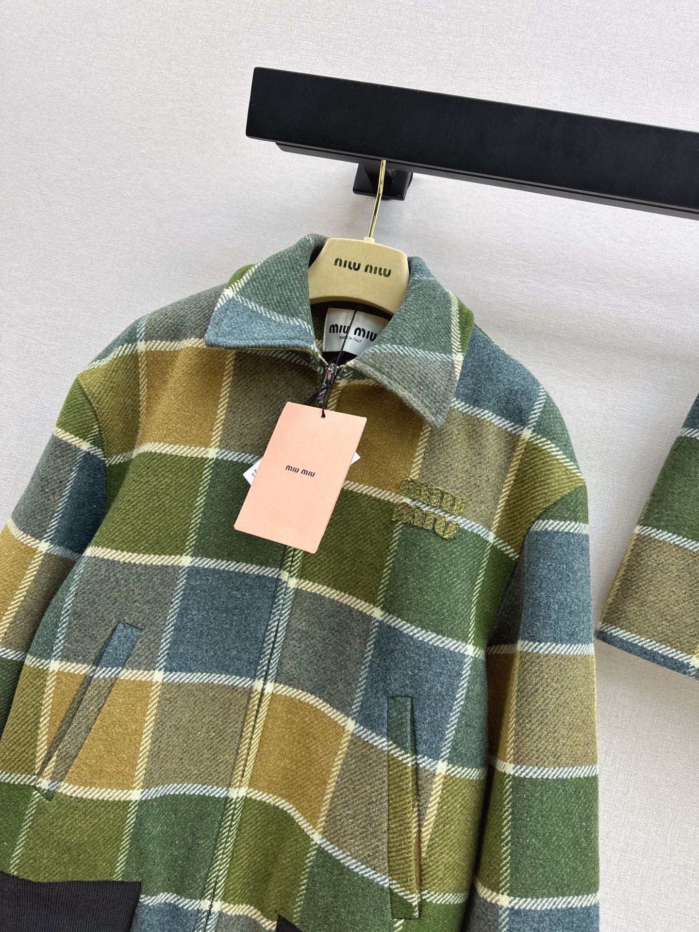 Miu NEW Retro plaid woolen coat