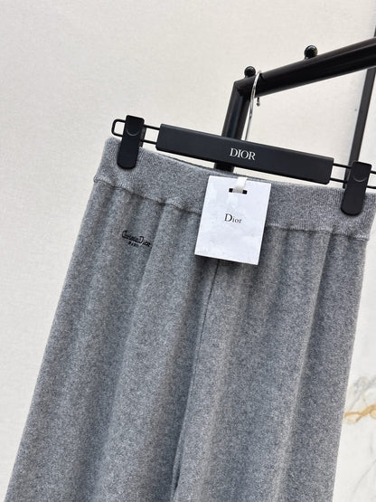 CD NEW Embroidered cashmere wide-leg trousers