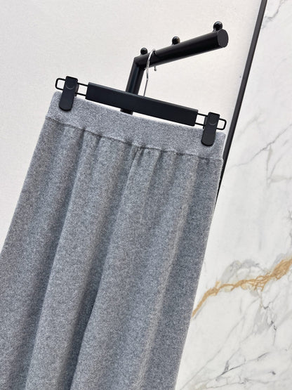 CD NEW Embroidered cashmere wide-leg trousers