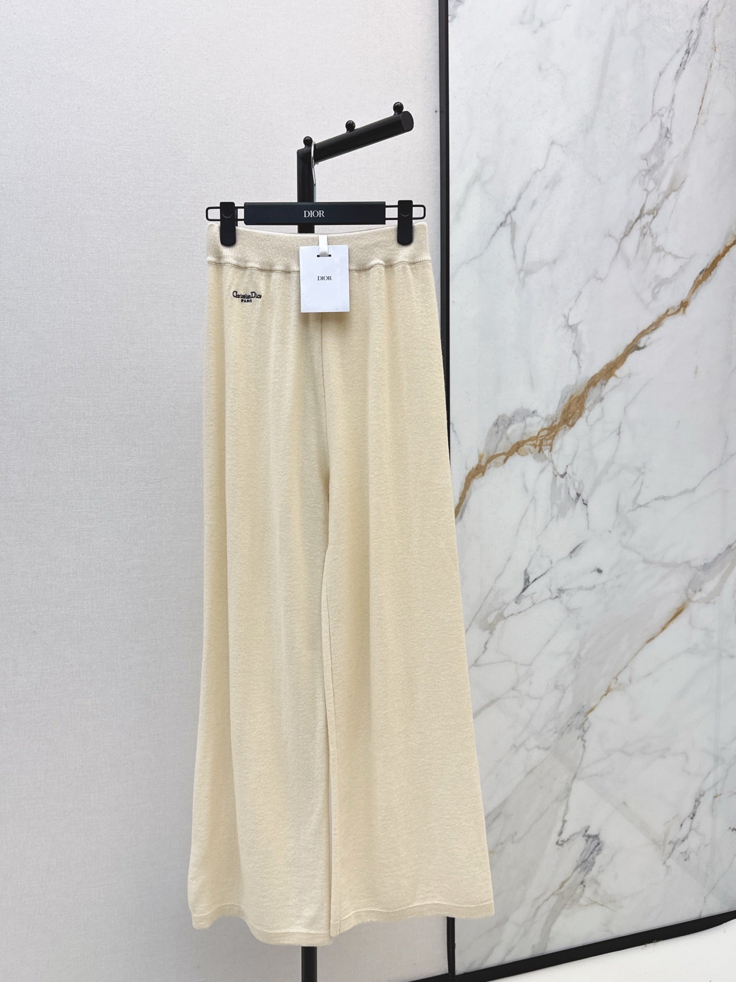 CD NEW Embroidered cashmere wide-leg trousers