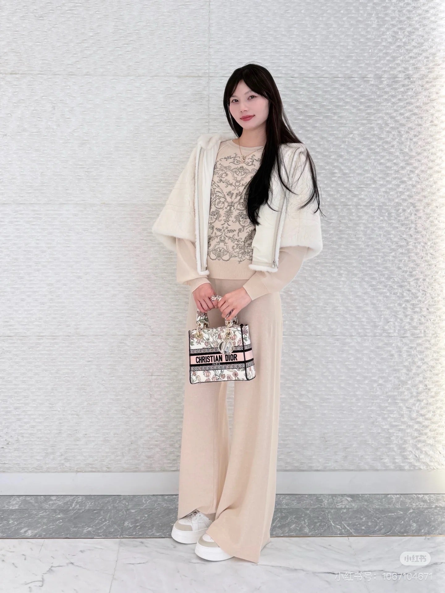 CD NEW Embroidered cashmere wide-leg trousers