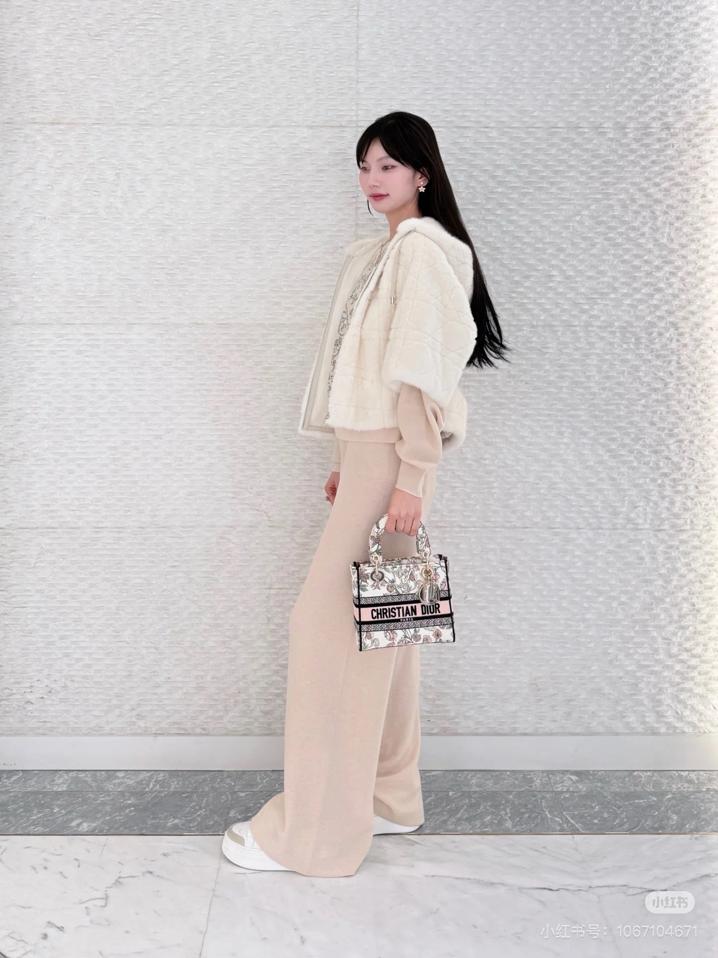 CD NEW Embroidered cashmere wide-leg trousers