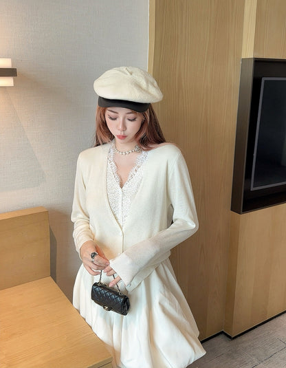 Es NEW Lace-paneled cardigan