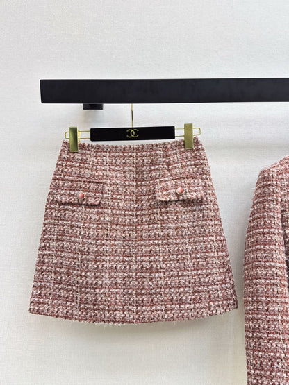 Chan NEW woven jacket A-lineskirts outfit sets