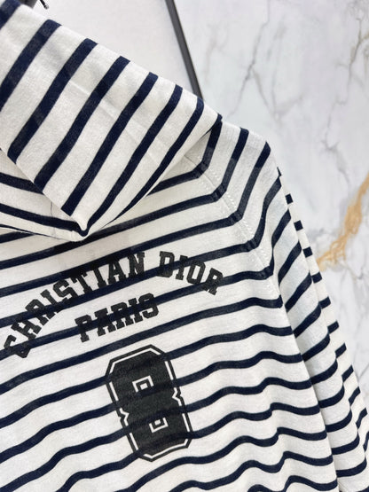 CD NEW striped hooded knit cardigan