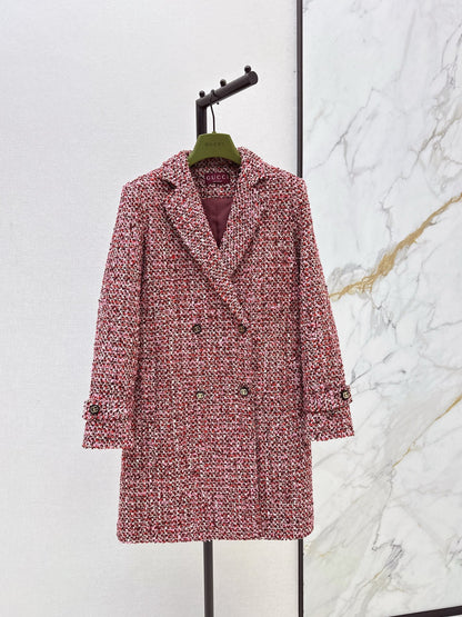 Guc NEW check tweed overcoats