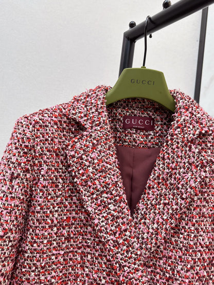 Guc NEW check tweed overcoats