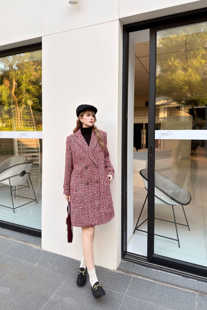 Guc NEW check tweed overcoats