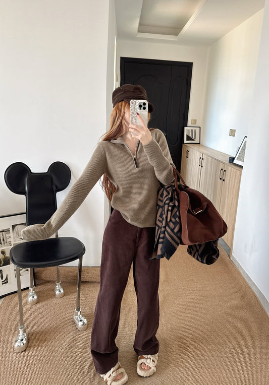 Brun NEW zip-up sweater