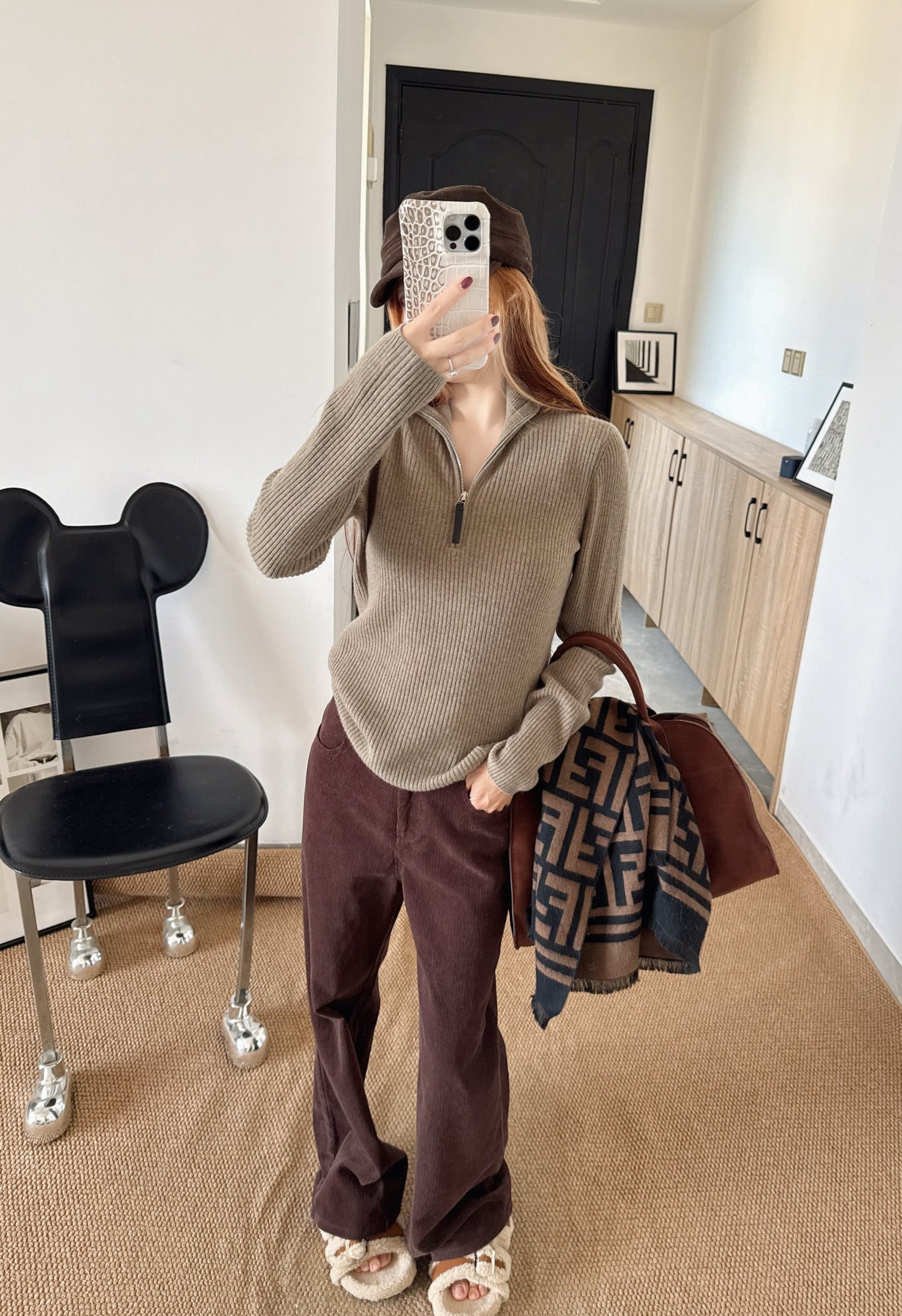 Brun NEW zip-up sweater