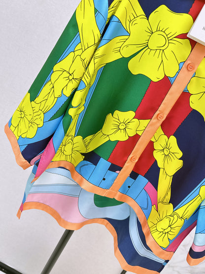 Herm NEW printed silk shirt