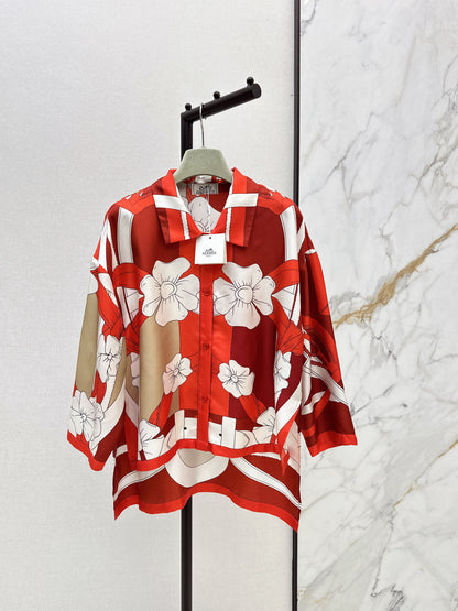 Herm NEW printed silk shirt