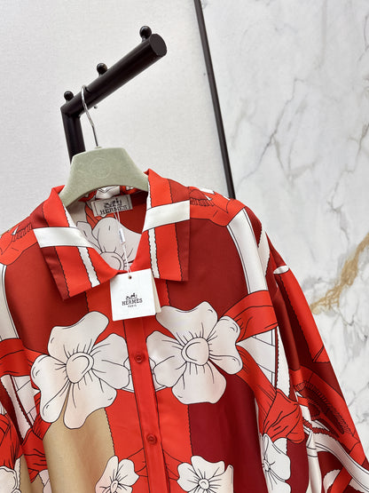 Herm NEW printed silk shirt