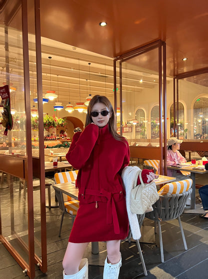 Loro NEW Zippered cardigan skirt set