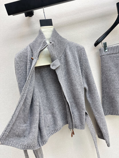 Loro NEW Zippered cardigan skirt set