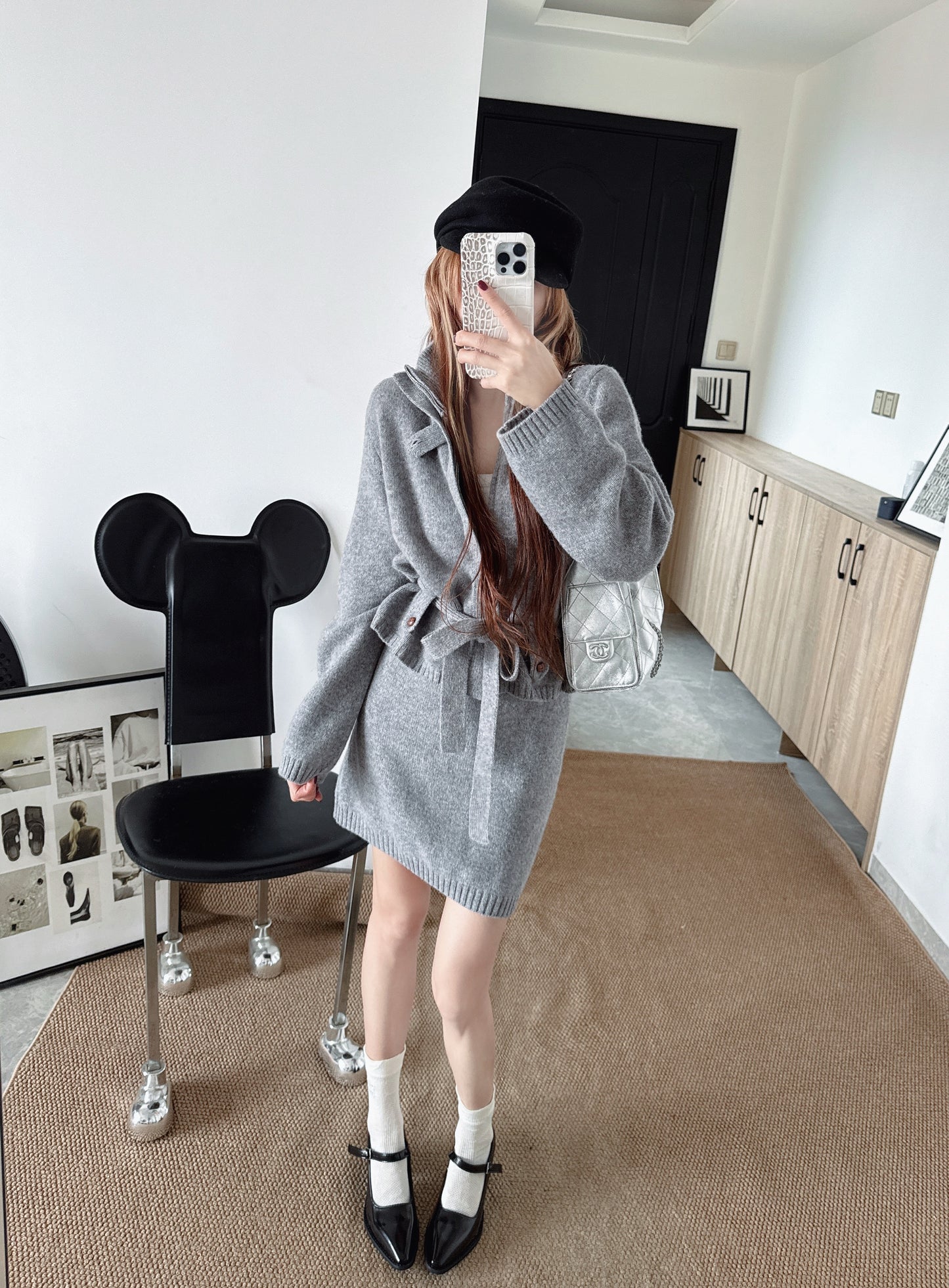 Loro NEW Zippered cardigan skirt set