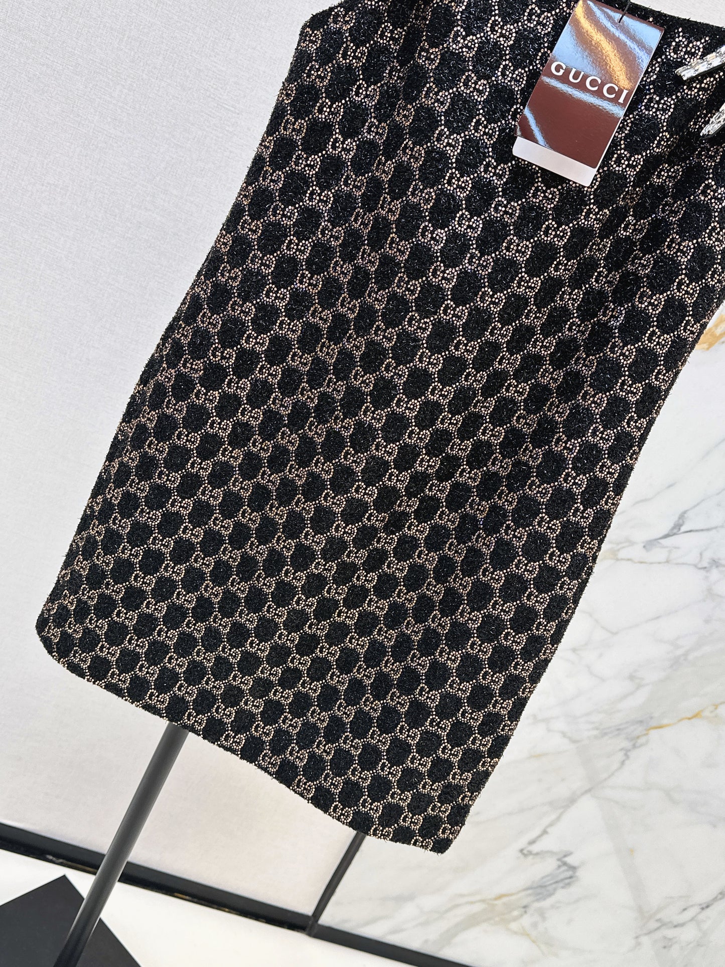 Guc NEW dimon crystal diamond woven slip dress