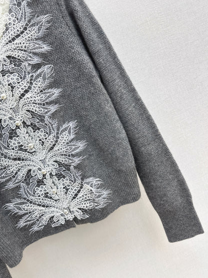 Es NEW Lace-paneled cardigan