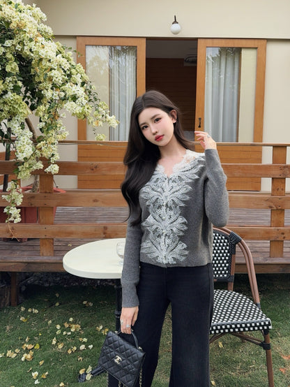 Es NEW Lace-paneled cardigan