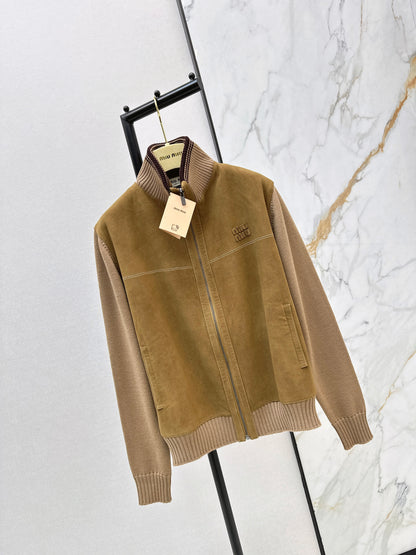 Miu NEW  wool contact sheepskin zipper cardigan