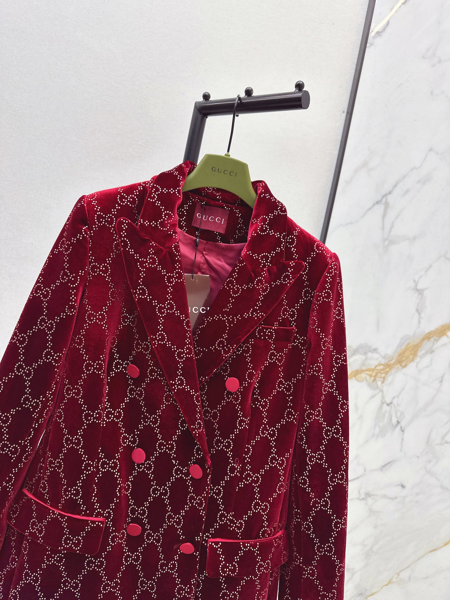 Guc NEW rhinestone velvet blazer