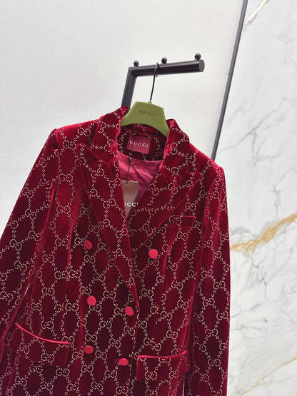 Guc NEW rhinestone velvet blazer