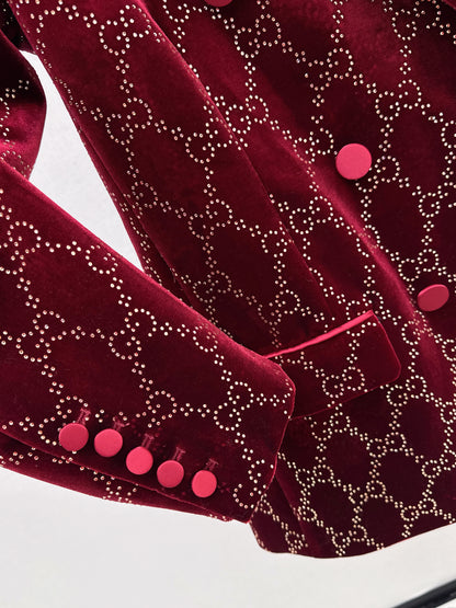 Guc NEW rhinestone velvet blazer