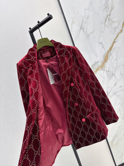 Guc NEW rhinestone velvet blazer