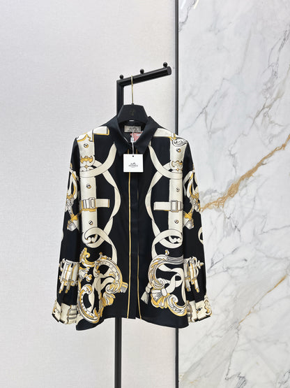 Herm NEW printed silk shirt
