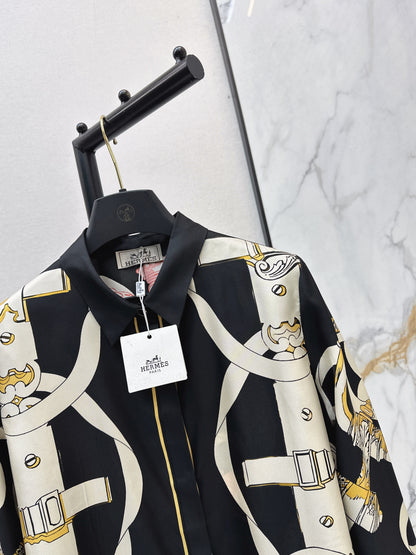 Herm NEW printed silk shirt