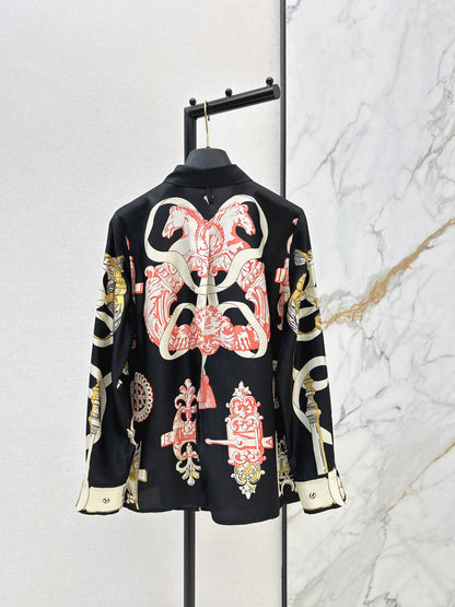 Herm NEW printed silk shirt