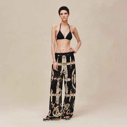 Herm NEW printed silk wide-leg trousers