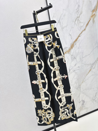 Herm NEW printed silk wide-leg trousers