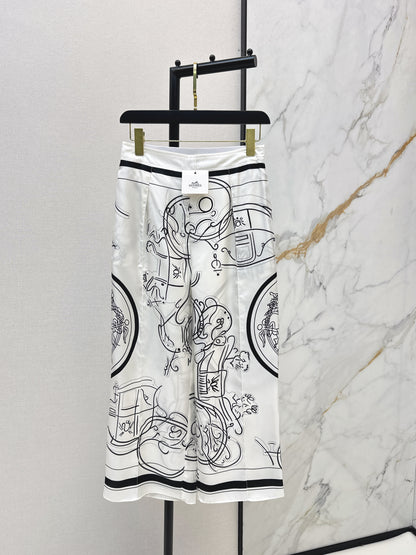 Herm NEW printed silk wide-leg trousers