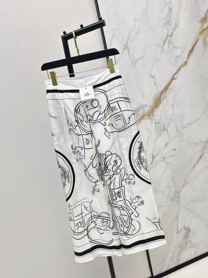 Herm NEW printed silk wide-leg trousers
