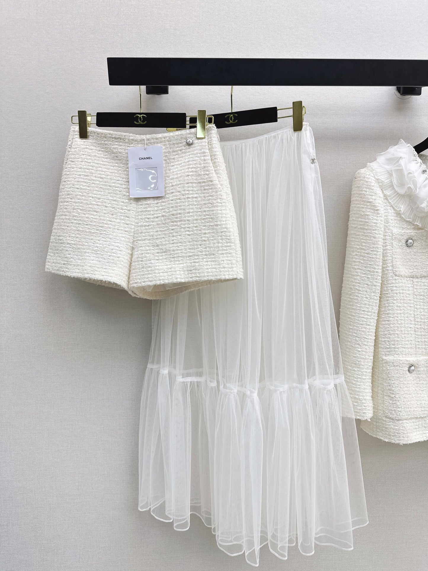 Chan NEW woven short+mesh skirts